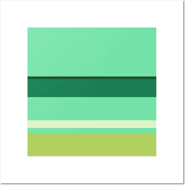 A rare customization of Salem, Seafoam Blue, Very Light Green, Cal Poly Pomona Green and June Bud stripes. Wall Art by Sociable Stripes